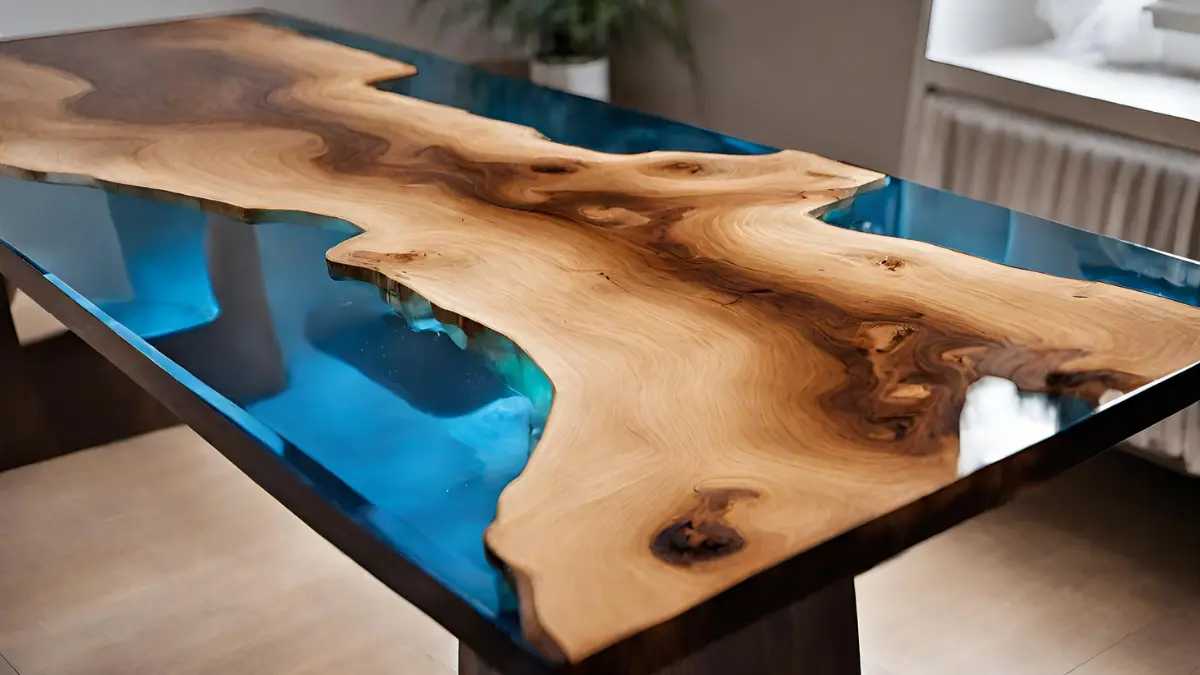 Epoxy resin table blue