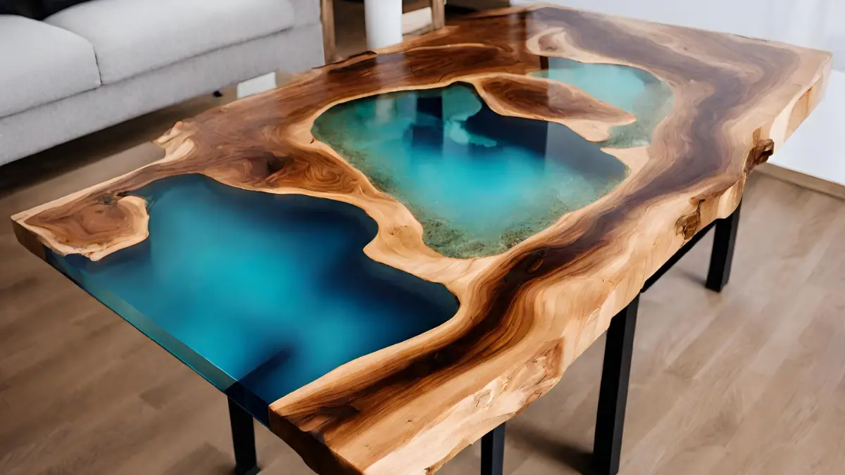 Epoxy resin table with bottle caps