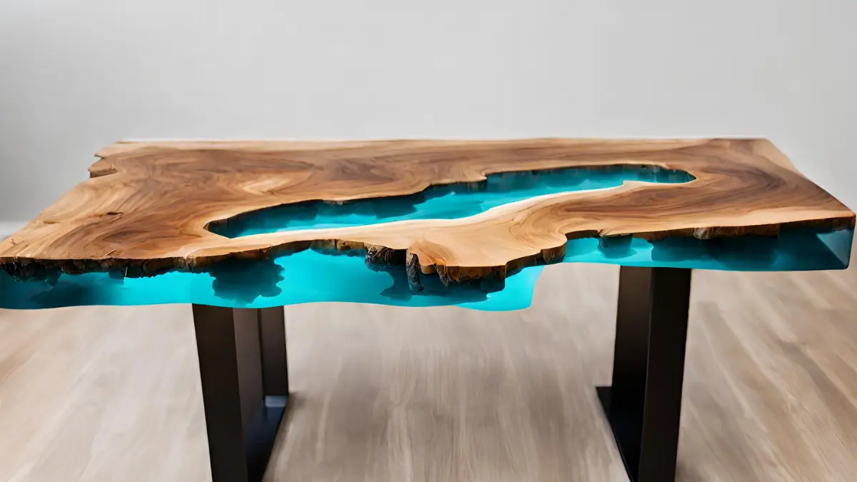 Epoxy resin table with bottle caps