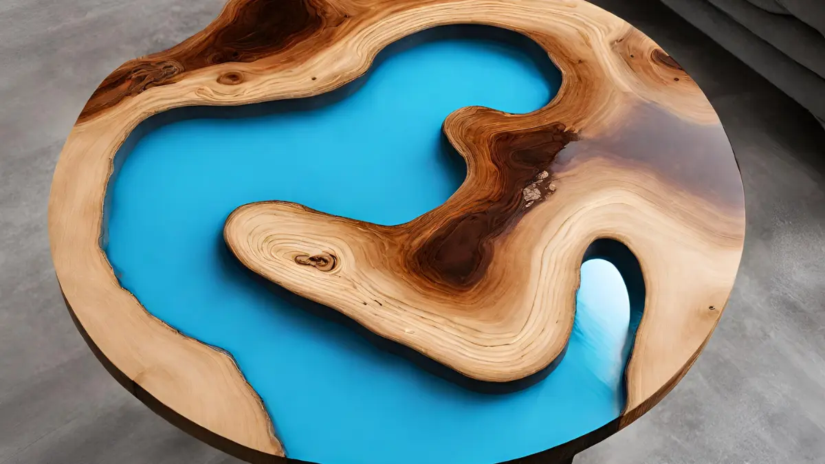 Epoxy table beach scene