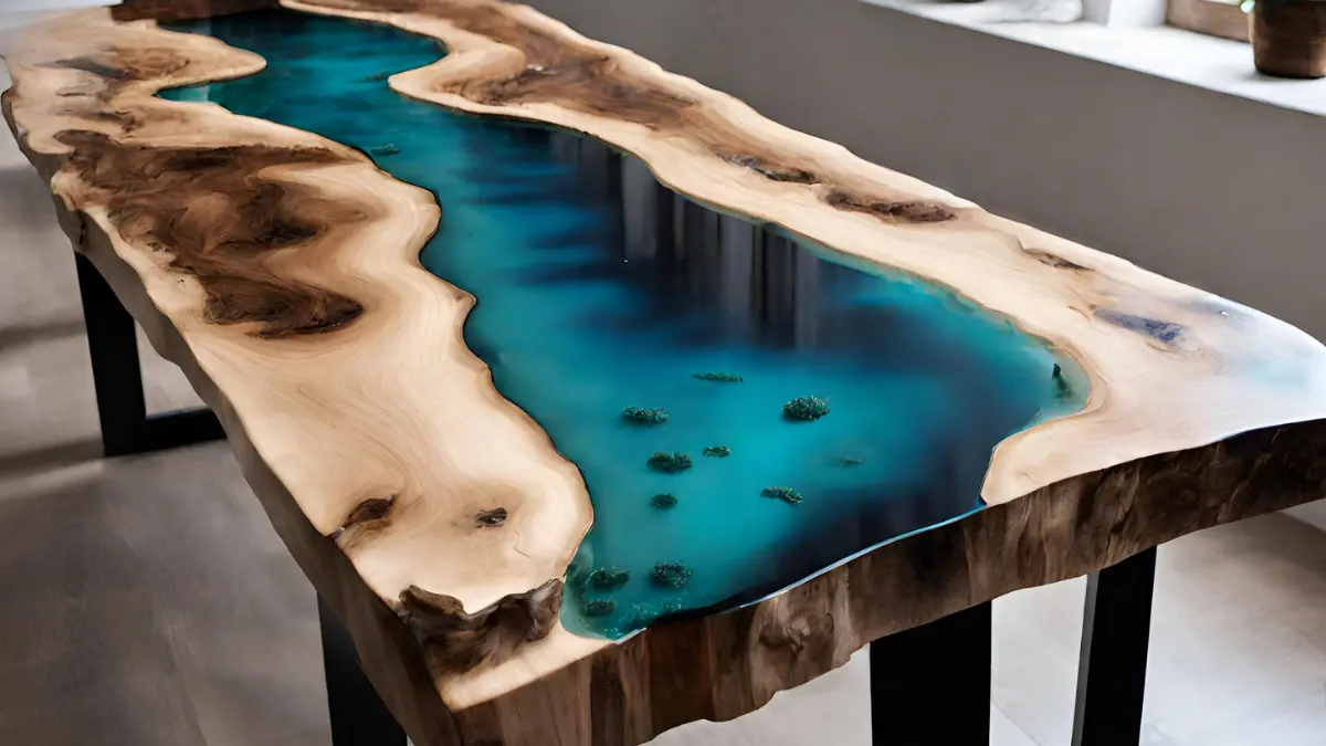 Epoxy table beach scene